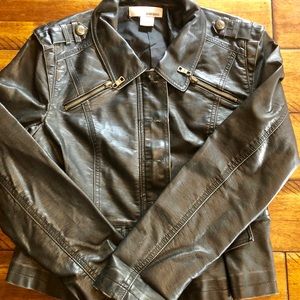 Girls Black Faux Leather Jacket